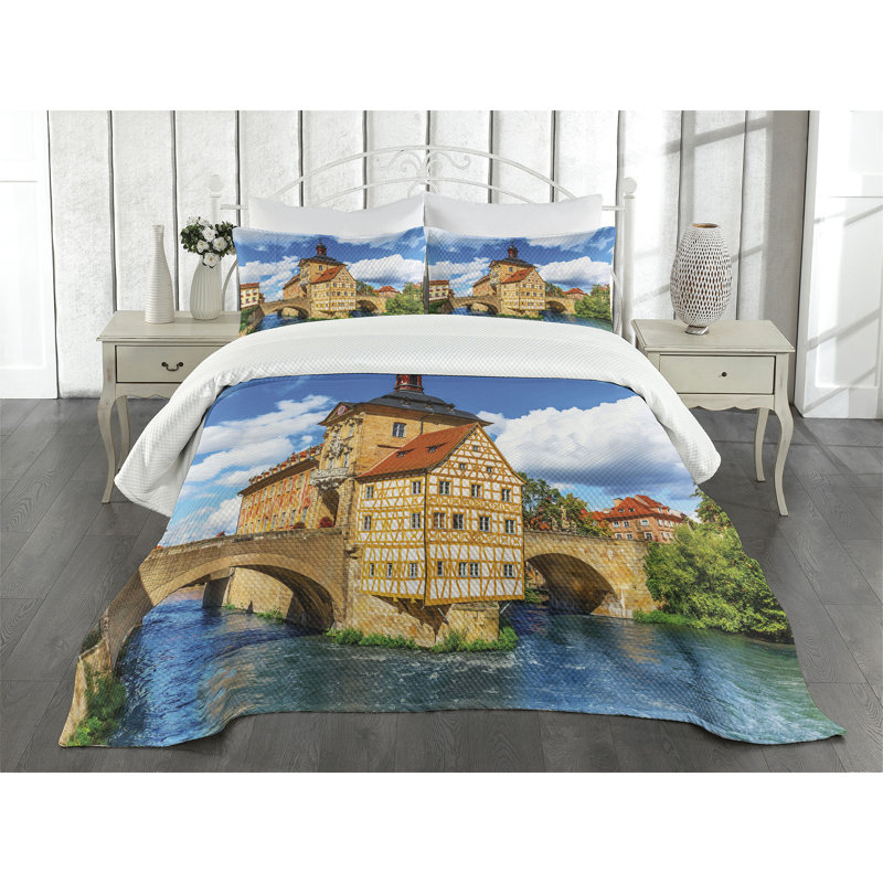 Ambesonne Travel Bedspread City Hall Germany Multicolor