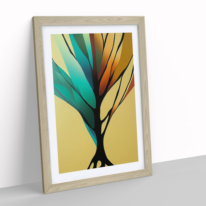 Abstract Vibrant Tree No.2 - Single Picture Frame Painting, 34cm H x 25cm W x 2cm D, Oak Framed
