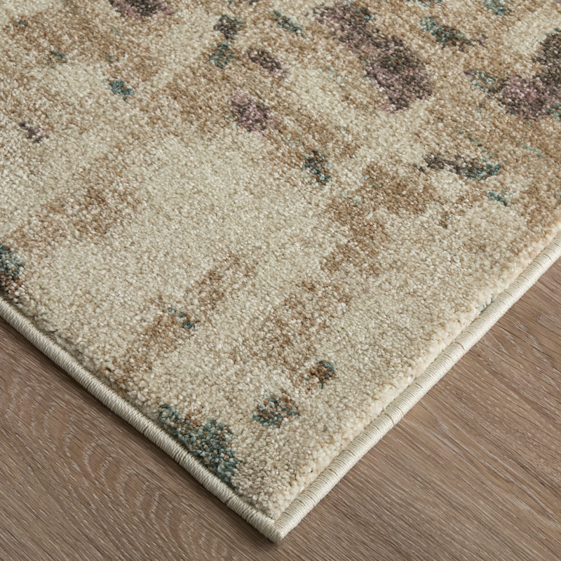 Roy Modern Abstract, Ivory/Blue/Purple Area Rug, Rectangle 9' x 12'
