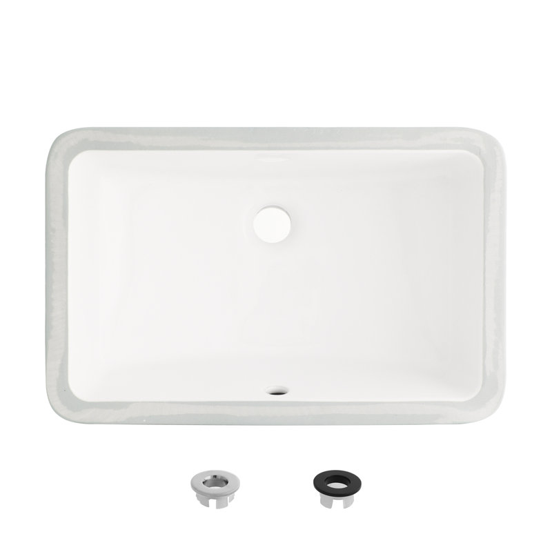 Lavabo de salle de bain rectangulaire encastrable blanc en porcelaine 18 po x 12 po