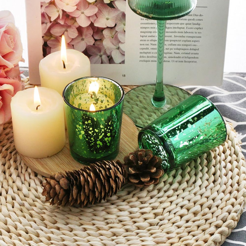 Ensemble de 36 bougeoirs en verre Green Mercury