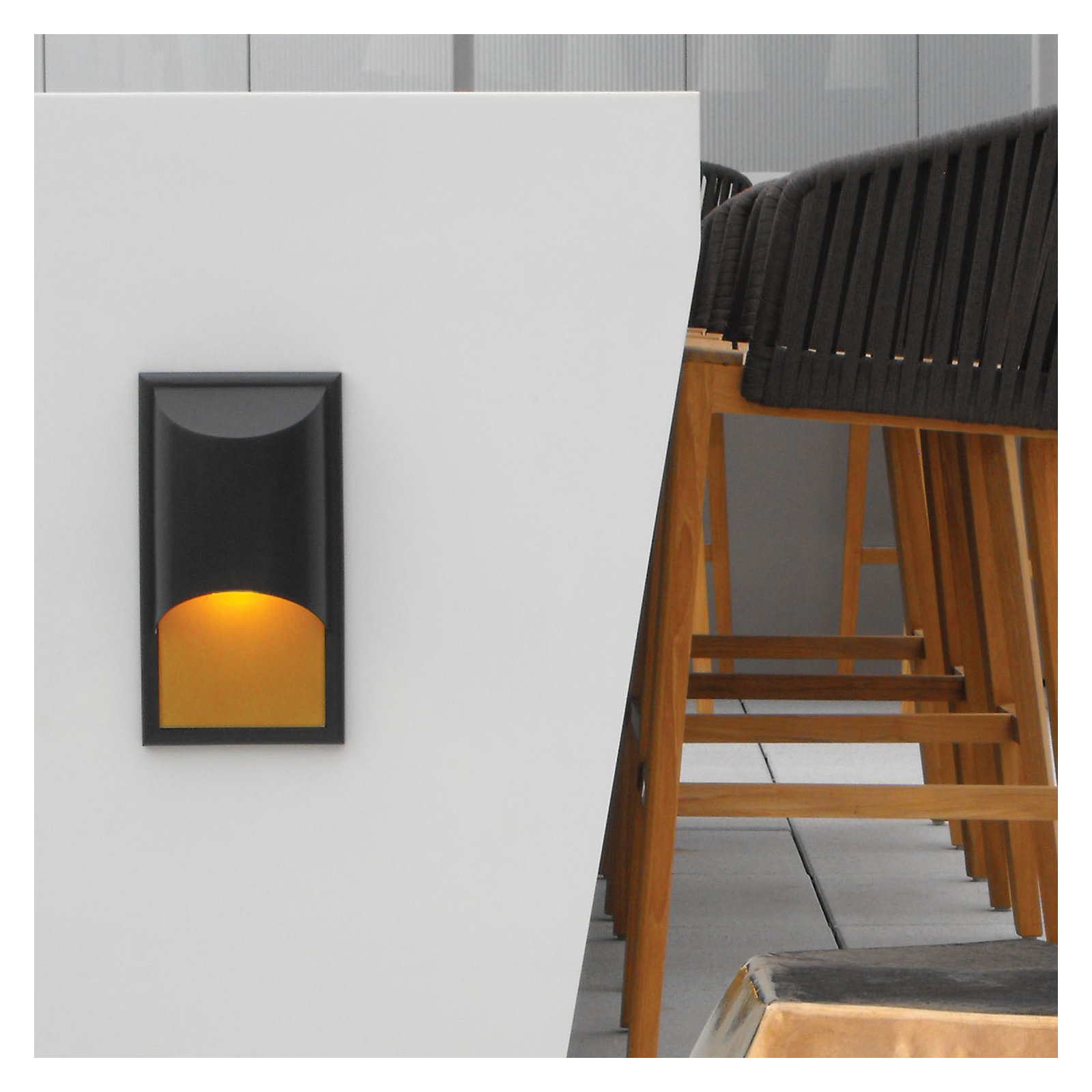 Aurore Single Light Rectangle Outdoor Wall Light, Satin Black, MED