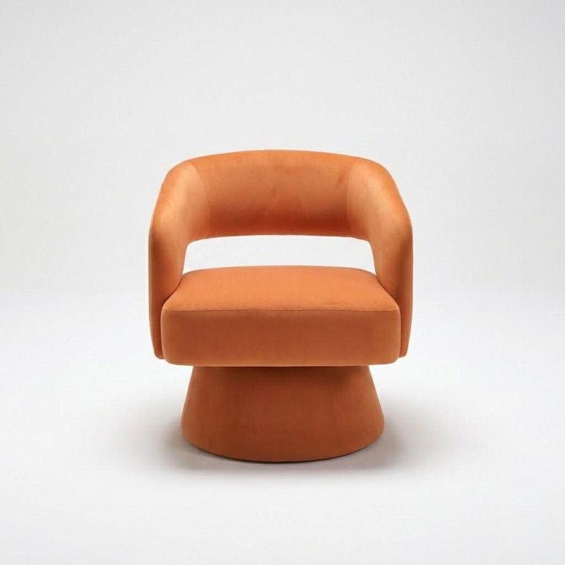 Fauteuil d'appoint pivotant en velours Modern, Orange