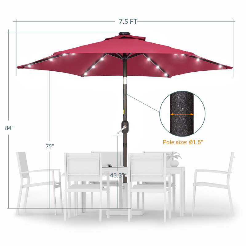 Parasol de marché éclairé Elbe, Rouge