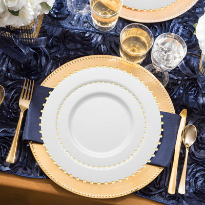 Ensemble de 30 pièces en plastique jetable blanc avec cordon de perles dorées pour mariage
