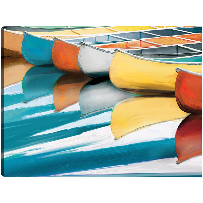 «Canoes» par Studio Arts, reproduction d'art sur toile, H 11 po x l 14 po, Toile tendue
