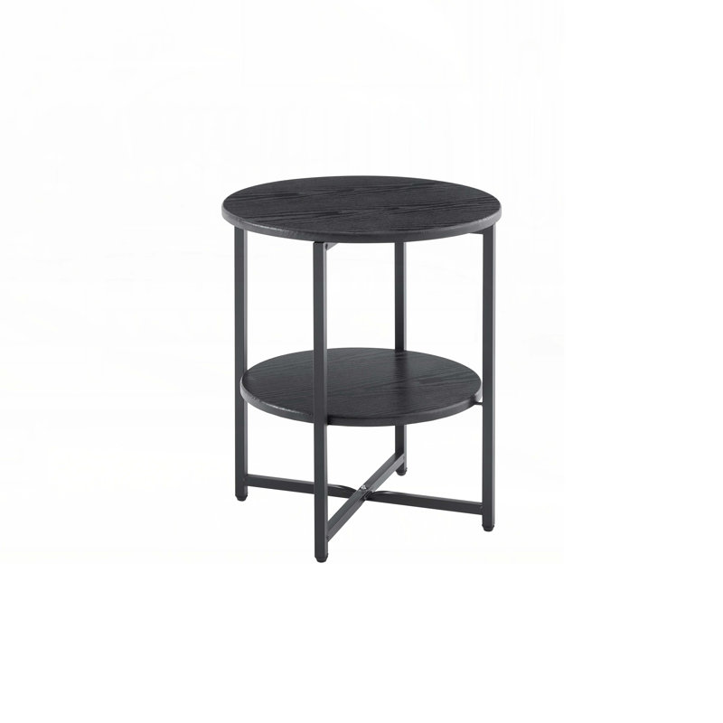 Table basse avec tablette de rangement, base en métal