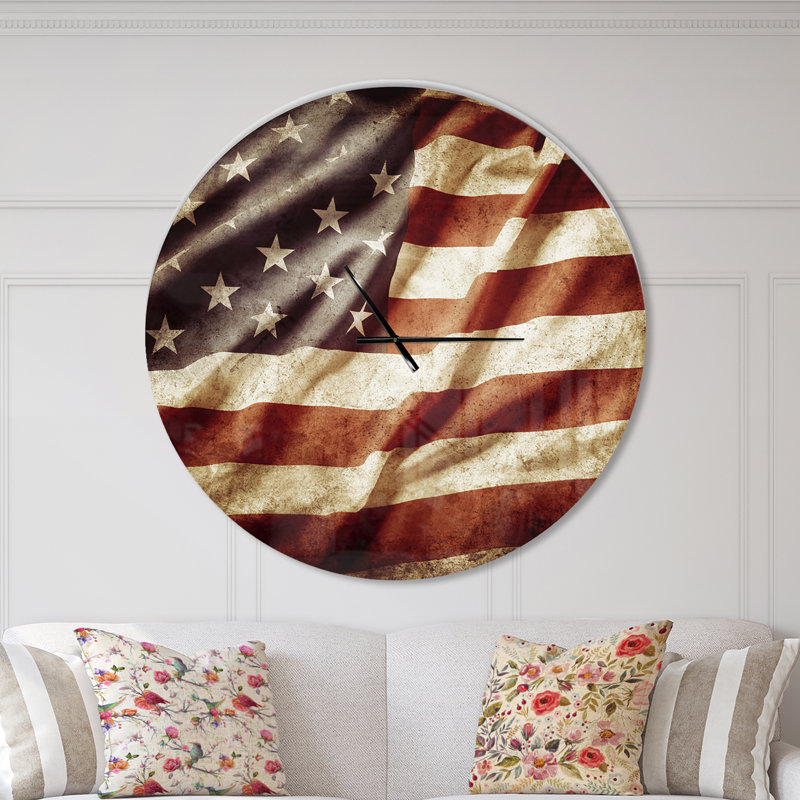Drapeau américain - horloge murale moderne, Surdimensionné