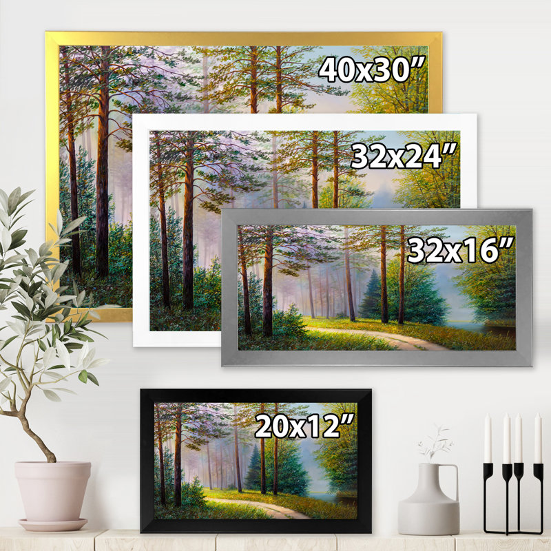 «Subtle Evening Light Through The Trees II», reproduction d'art murale Lake House, Cadre noir, H 24 po x l 32 po x P 1 po