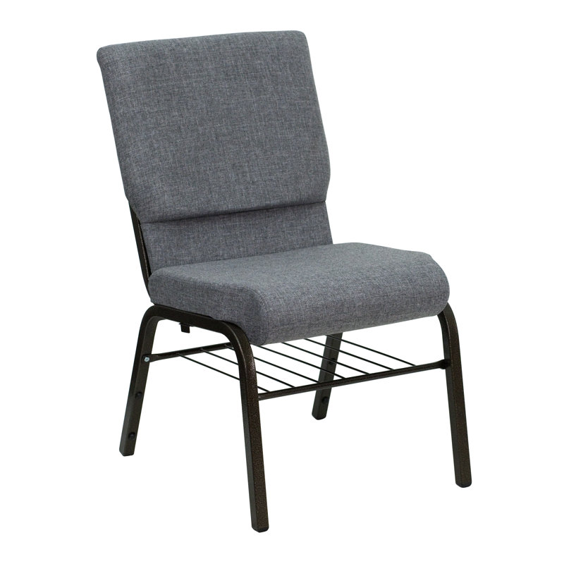 Chaise d'église en tissu 18,5 po Bernardston, Métal avec veines dorées, Gris