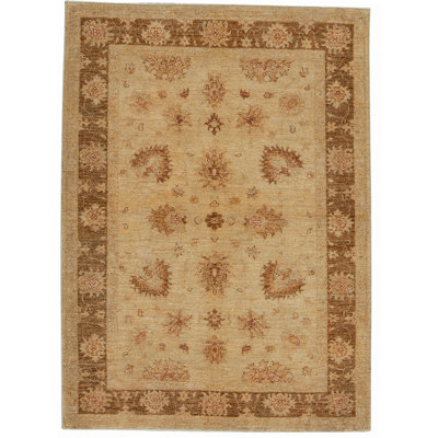 Tapis ivoire / brun noué à la main de haute qualité