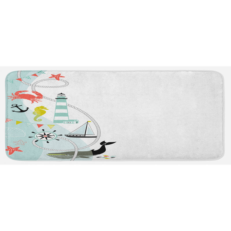 Tapis de cuisine multicolore à motif de bordure ornée de baleines