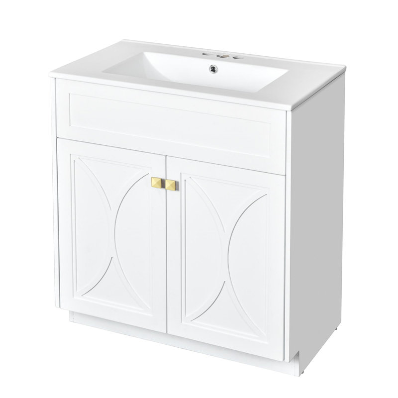 Meuble-lavabo 30 po avec lavabo en céramique, Blanc