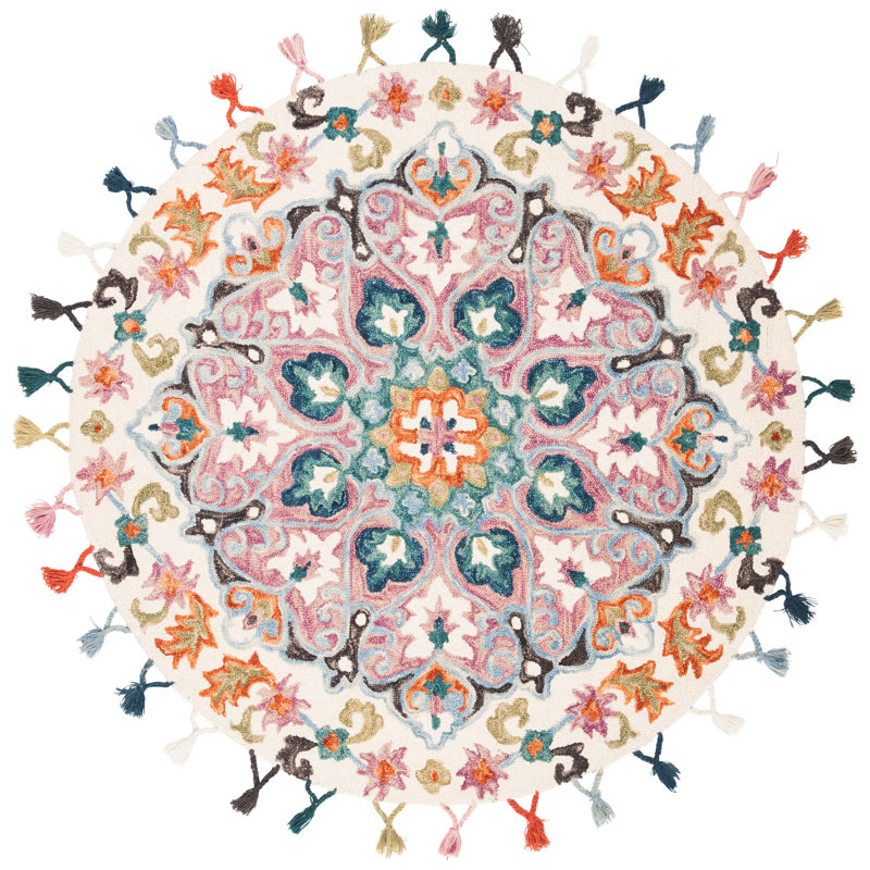 Ruley Novelty Hand Tufted Wool Oriental Rug, Round 5'