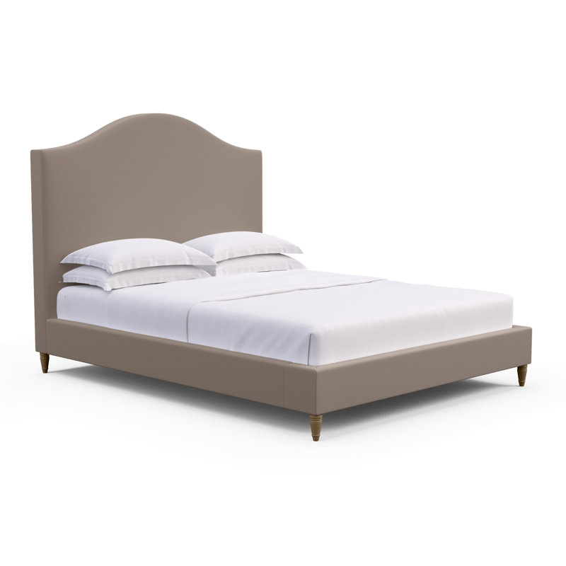 Montague Upholstered Bed, Queen, Box Weave Linen Blanc, Weathered