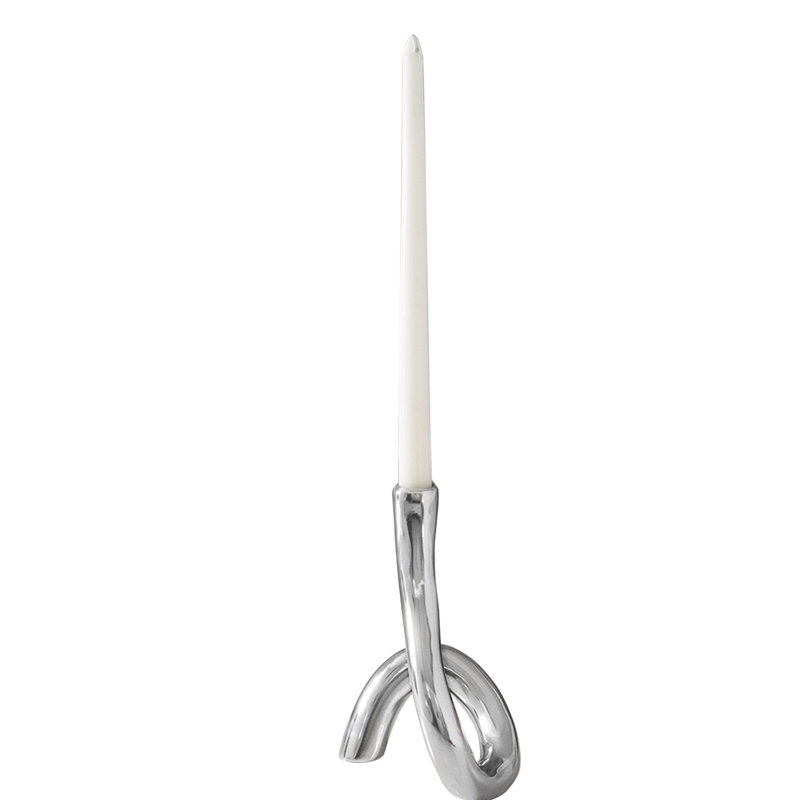 Serpente 8" Silver Aluminum Modern Candlestick
