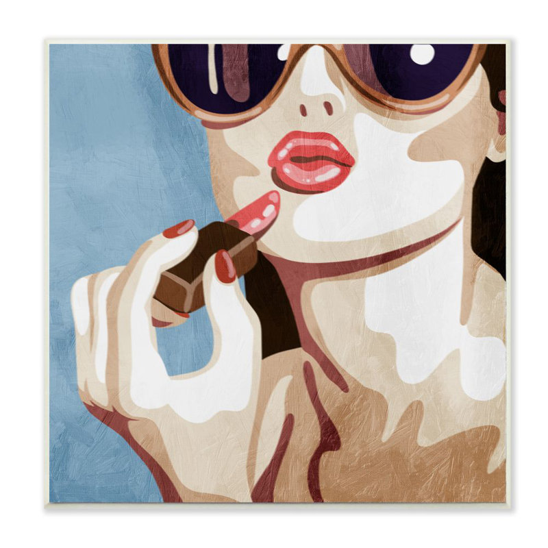 «Lips Kiss», peinture, H 12 po x l 12 po x P 0,5 po, Plaque en bois