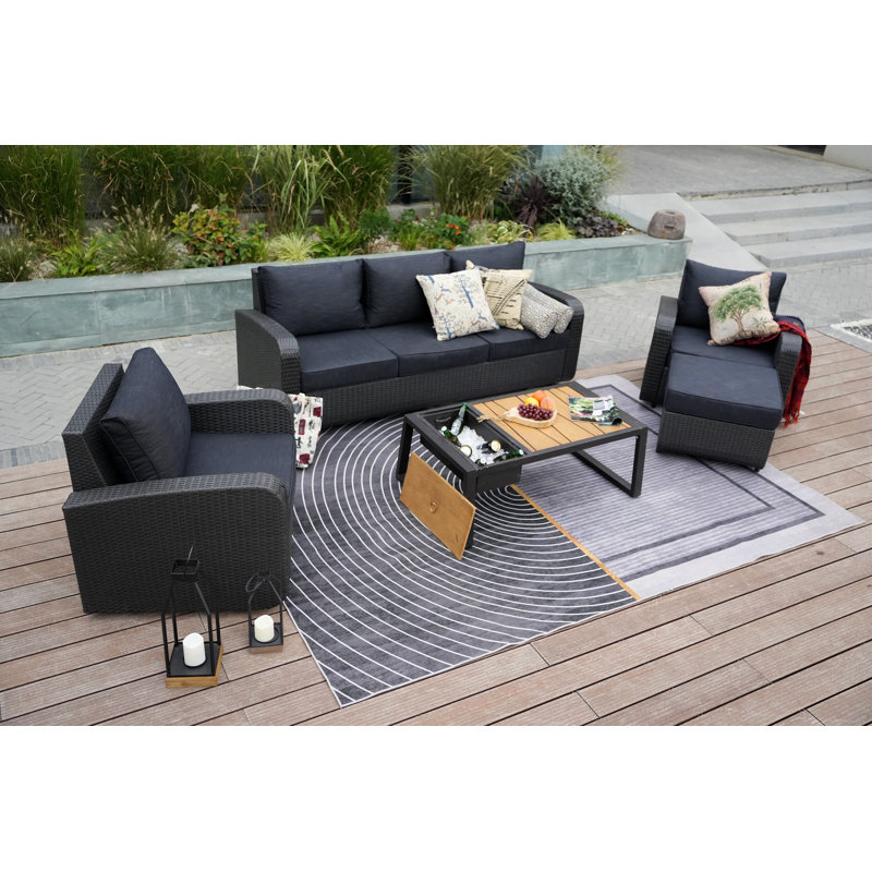 Ensemble de conversation avec canapé et coussins 5 pièces
