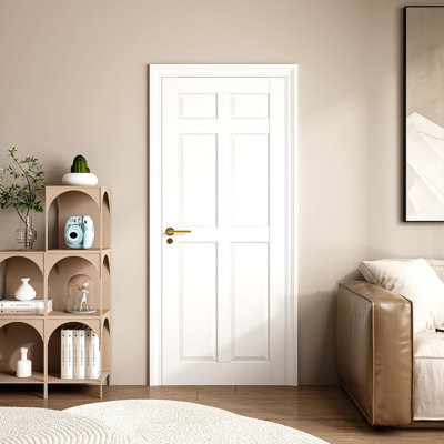 28 po x 80 po H blanc 6 panneaux en bois massif dalle en bois massif apprêté porte standard bricolage porte intérieure moderne