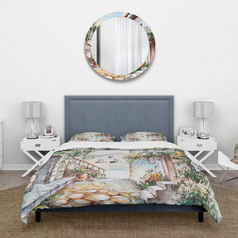 Sunny Day At The City Cozy Street - Ensemble de housse de couette traditionnel - Microfibre de polyester