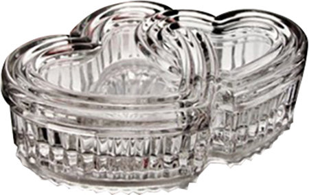 Boîte à accessoires en cristal double cœur