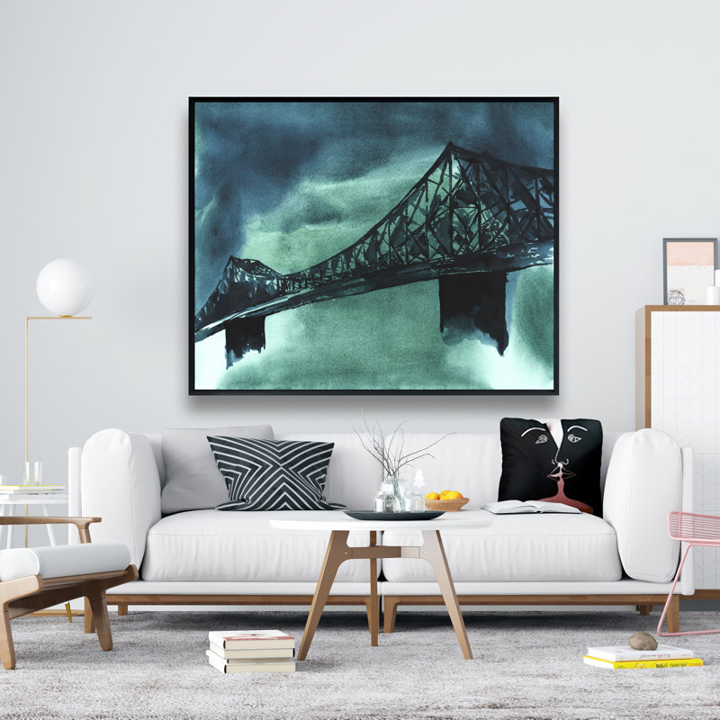 Montreal Jacques Cartier Bridge Blue Bathroom Canvas | Home Decor