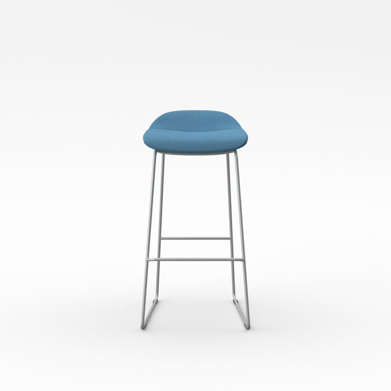 Tabouret Lilly , Argent, Polyester bleu électrique, Tabouret de bar (siège d'une hauteur de 30 po)