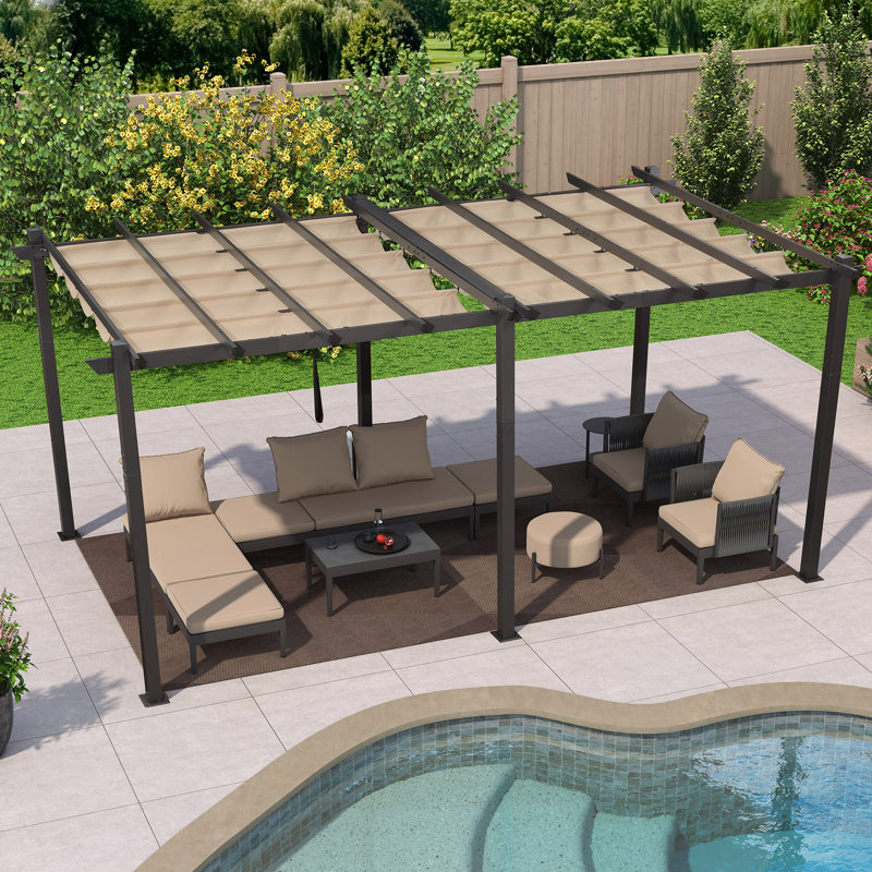 Aluminum Pergola, 5.5m x 3.7m, Khaki