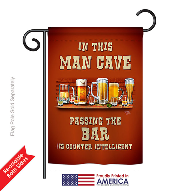 Man cave qui transmet le bar à 2 côtés en polyester 18,5 x 13 po. drapeau de jardin