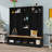 Wide Design Hall Tree With Storage Bench, Shoe Cabinet With Cube Storage & Shelves, Multifunctional Coat Rack With 8 Hooks-1539543822