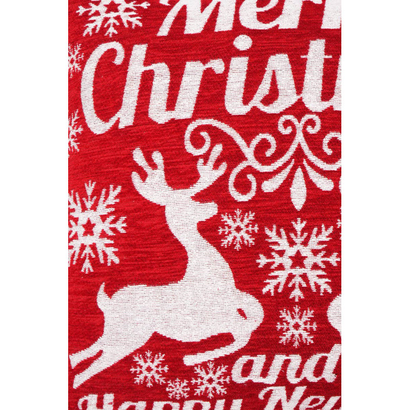 Coussin décoratif | Jacquard «Joyeux Noël» tissé à la machine | 24 x 24 po