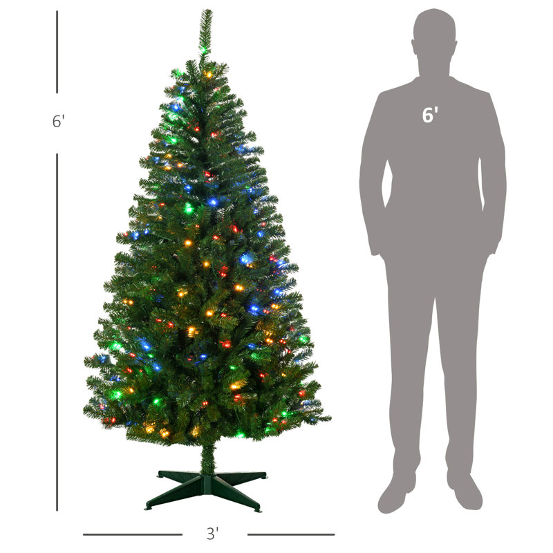 Grand arbre de Noël artificiel pré-éclairé avec branches, lumières blanc chaud ou lumières colorées