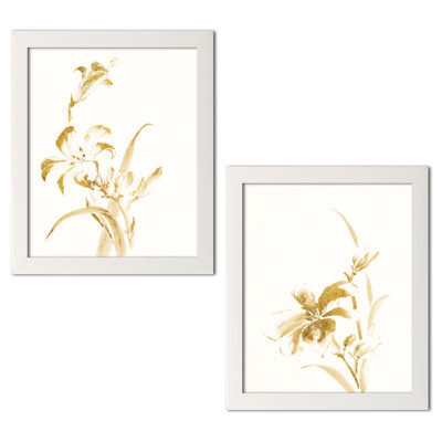 " Sumi Daylily II & IV Gold " by Chris Paschke 2 - Pieces