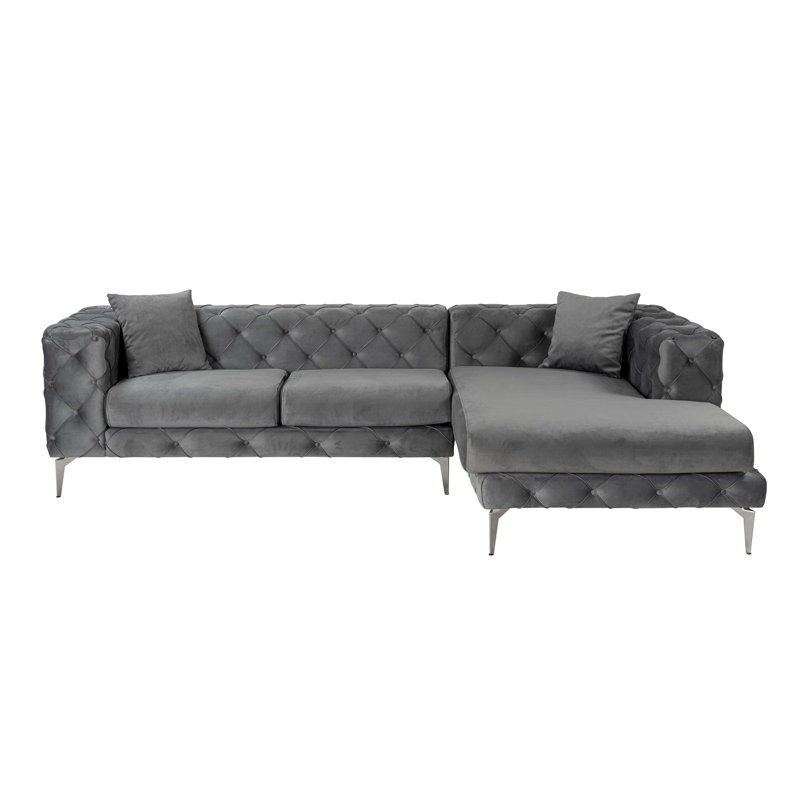 Canapé d'angle, Mélange de polyester gris, Argent, Orienté à droite