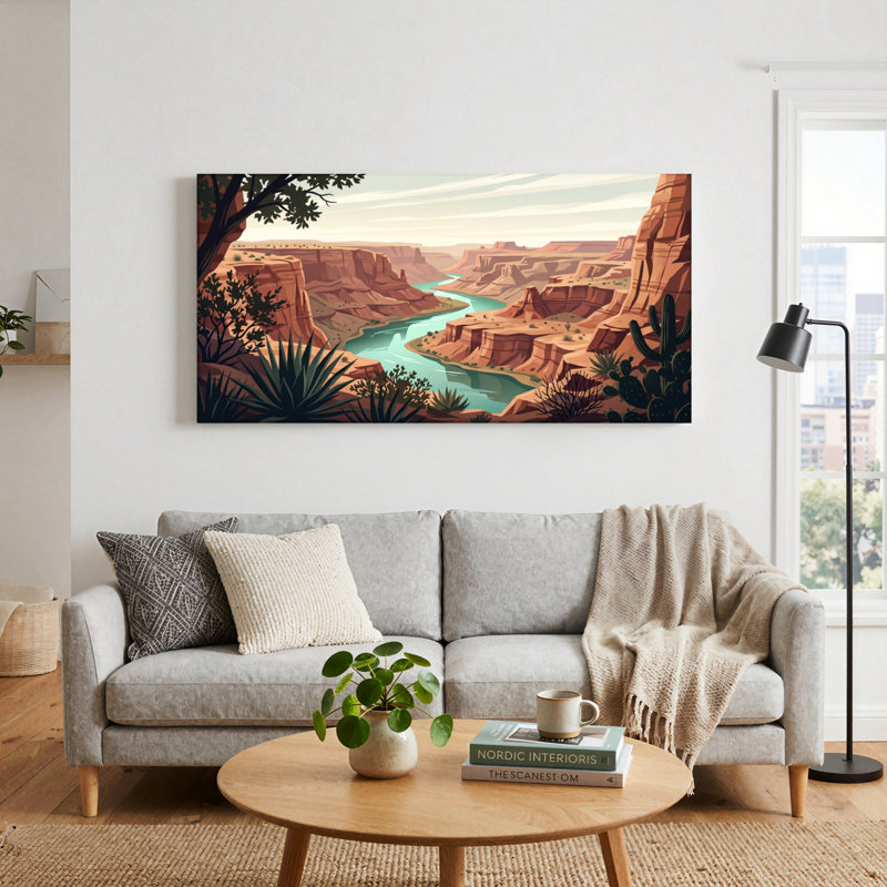 Ensemble de 1 tableau sur toile Canyon River, 32“W x 16”H, Wrapped Canvas