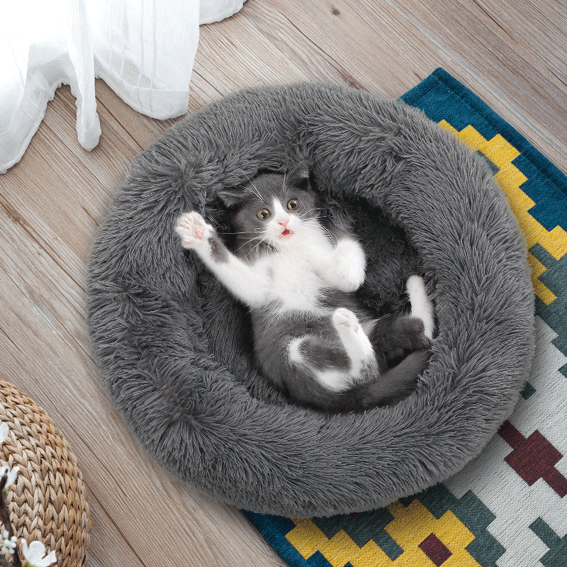 Lit pour chien Donut, lit douillet, douillet, chaud, moelleux, rond et moelleux pour animal de compagnie, lavable à la machine