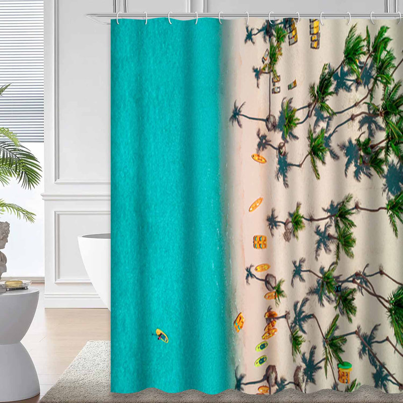 Rideau de douche imperméable avec 12 crochets Island Palm, L 72 po x l 84 po