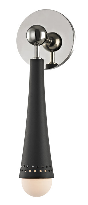 Tupelo 1 - Light Armed Sconce, Polished nickel/Black