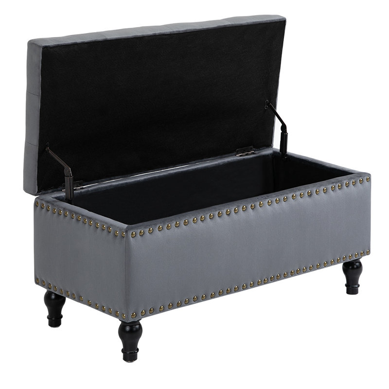 Banc de rangement à couvercle rabattable Iacobus, gris