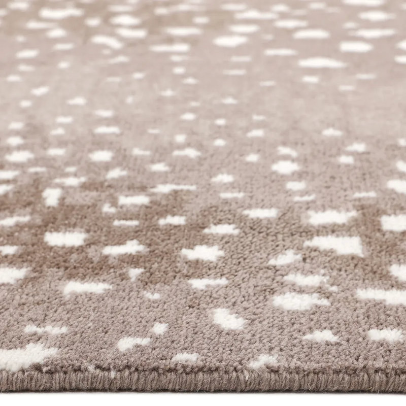 Louis Animal Print Hand-Knotted Wool/Cotton Ivory Area Rug, Beige, Rectangle 8' x 10'
