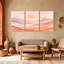Abstrait pastel coucher de soleil montagne, ensemble de 3 reproductions d'art sur toile-951911122