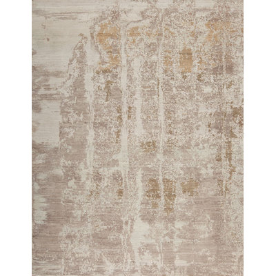 Leonardo Hand Knotted Wool Abstract Area Rug in Beige/Tan/Cream
