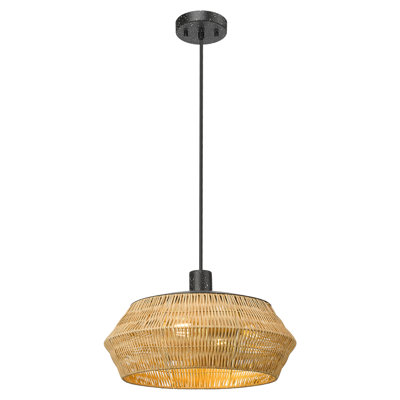 Luminaire suspendu tissé 16 po en rotin 2 lumières