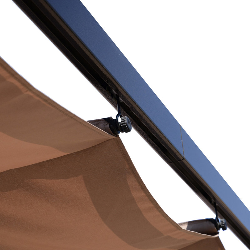 10' X 13' Outdoor Aluminum Pergola Canopy - Brown Gazebo For Backyard Porch Adjustable Shade, Construction, In Structure Party, Garden,