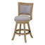 Tabouret de comptoir pivotant Kia, lin gris clouté, brun bois flottant