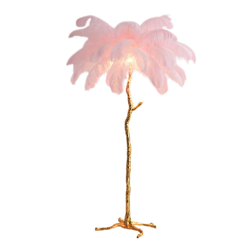 67'' Gold Novelty Floor Lamp, Pink