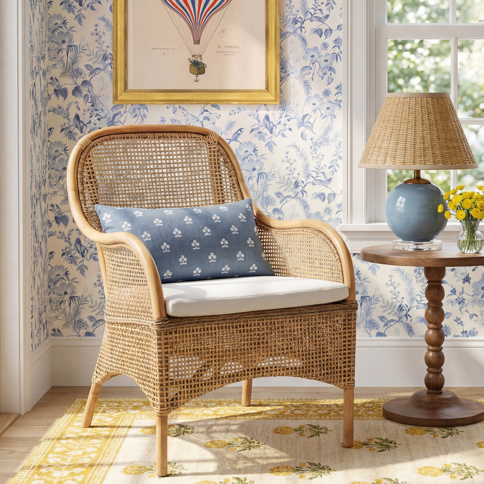Sparrow Armchair, Dark Natural/White