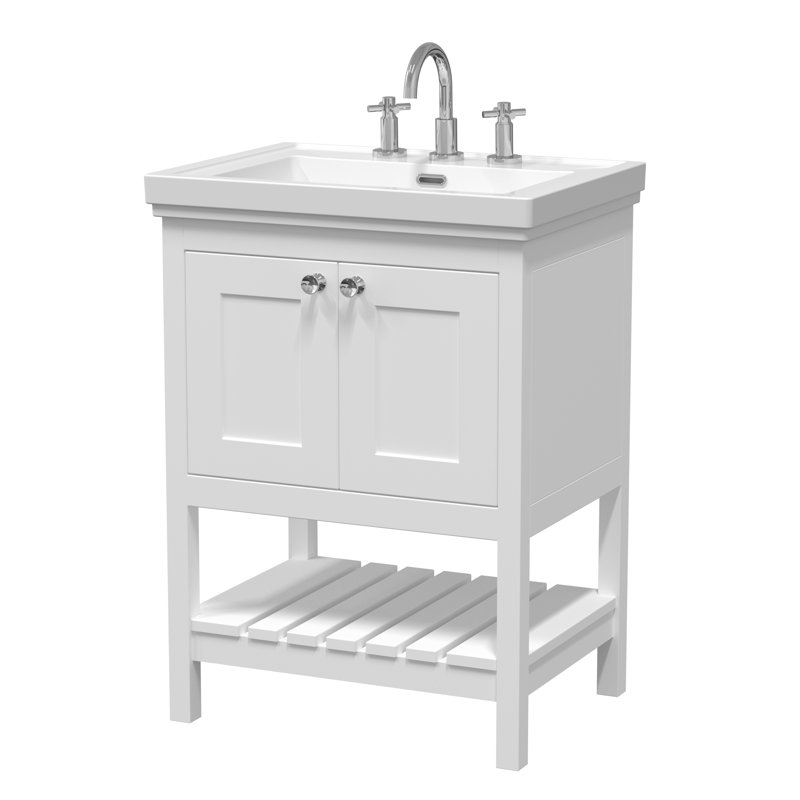Bexley 630mm Single Bathroom Vanity with Integrated Fireclay Basin, Pure White
