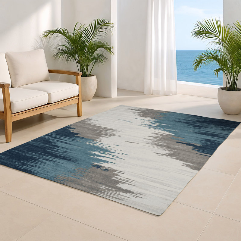 Watercolor Gray Indoor and Outdoor Area Rug, Rectangle 8' x 10'