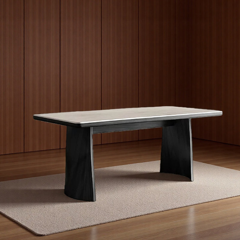 Rectangular sintered stone dining table, 29.53"H x 62.99"L x 31.5"W, Black